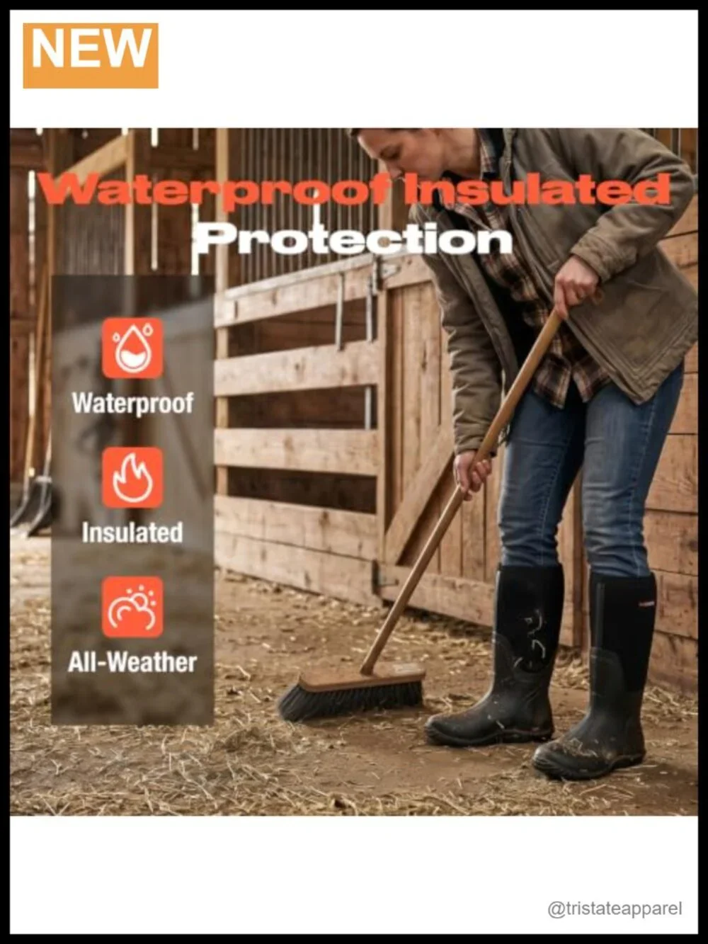 Women's Waterproof Insulated Neoprene Rubber Rain Boots Anti-Slip